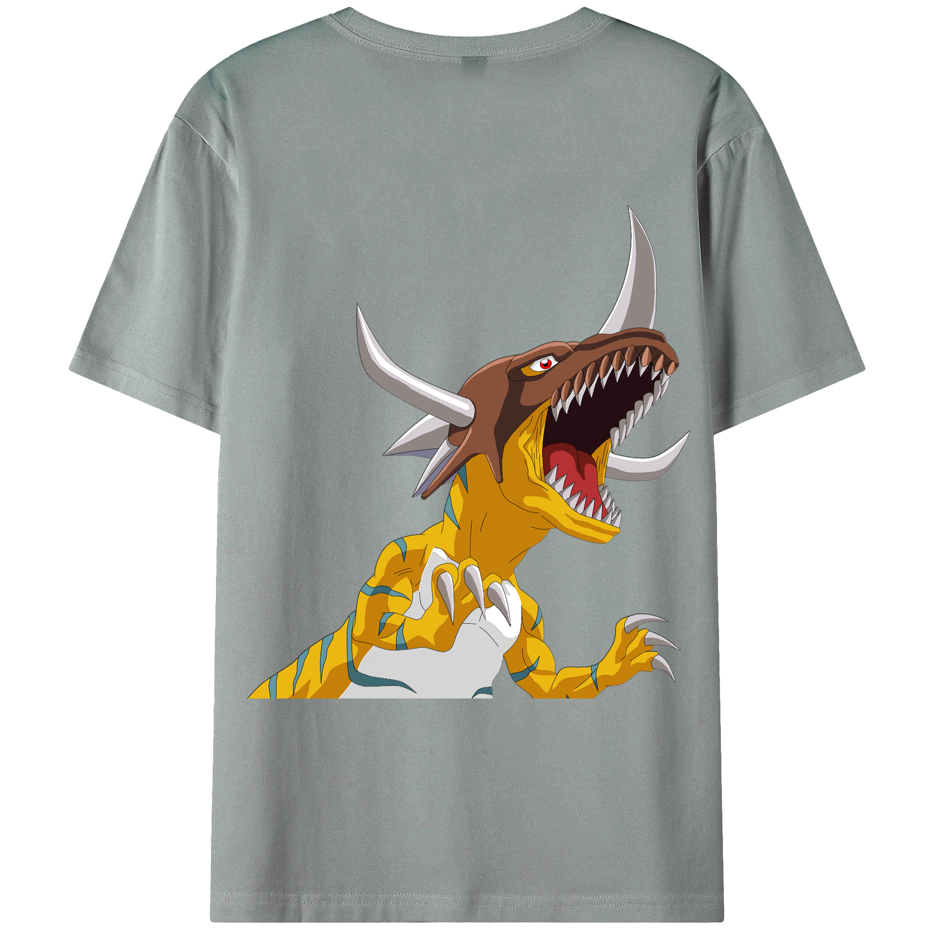 （画像用） Digimon デジタルモンスター/デジモン 綿100％ メンズ半袖Tシャツ（バックプリント） 通気性